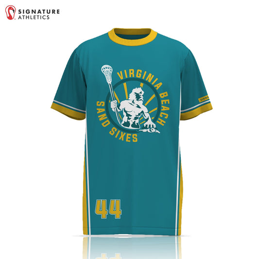 Tidewater Predators Men's LIght Blue Short Sleeve Tech Tee: Virginia Beach Sand Sixes Signature Lacrosse