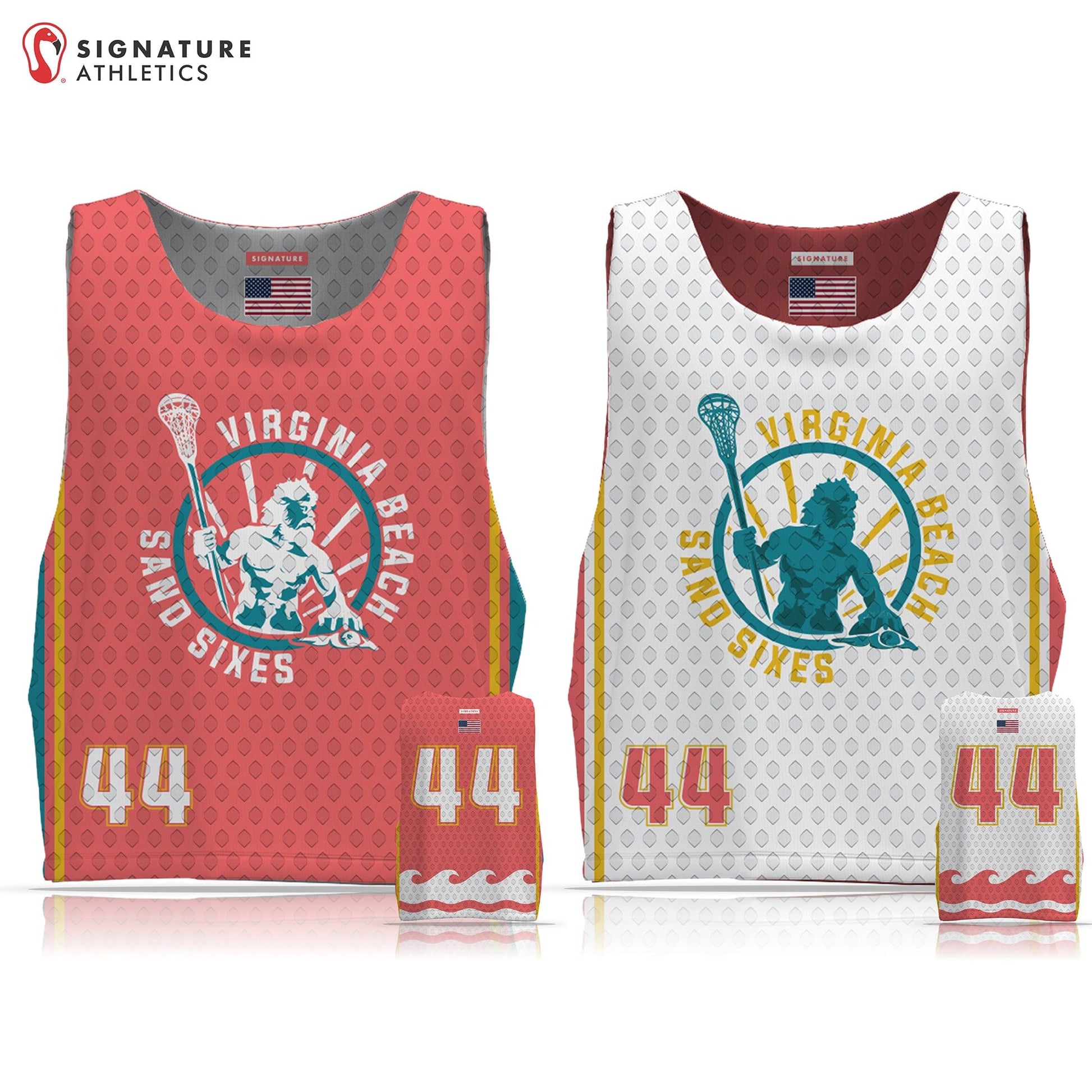 Tidewater Predators Men's Red Basic Reversible Pinnie: Virginia Beach Sand Sixes Signature Lacrosse