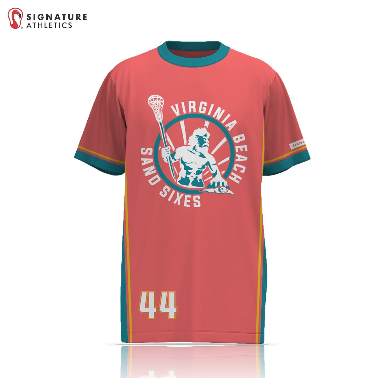 Tidewater Predators Men's Red Short Sleeve Tech Tee: Virginia Beach Sand Sixes Signature Lacrosse