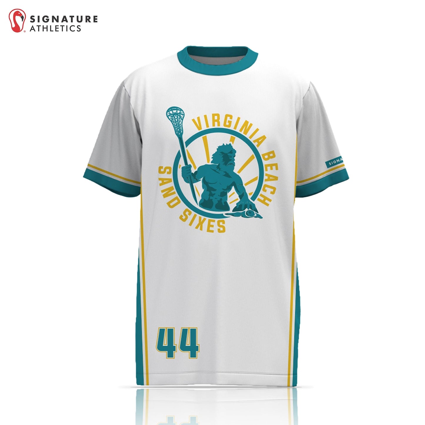 Tidewater Predators Men's White Short Sleeve Tech Tee: Virginia Beach Sand Sixes Signature Lacrosse