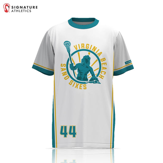 Tidewater Predators Men's White Short Sleeve Tech Tee: Virginia Beach Sand Sixes Signature Lacrosse