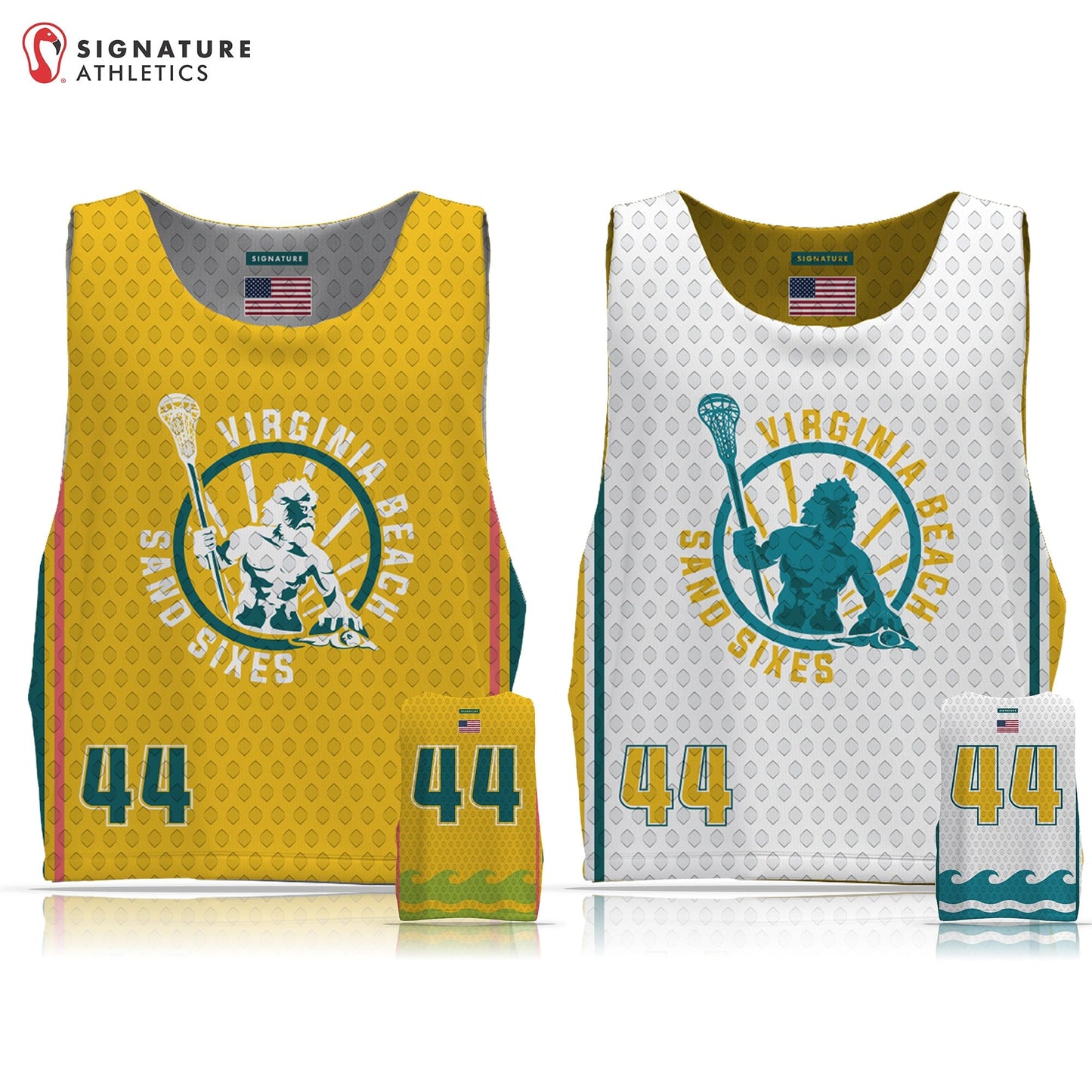 Tidewater Predators Men's Yellow Basic Reversible Pinnie: Virginia Beach Sand Sixes Signature Lacrosse