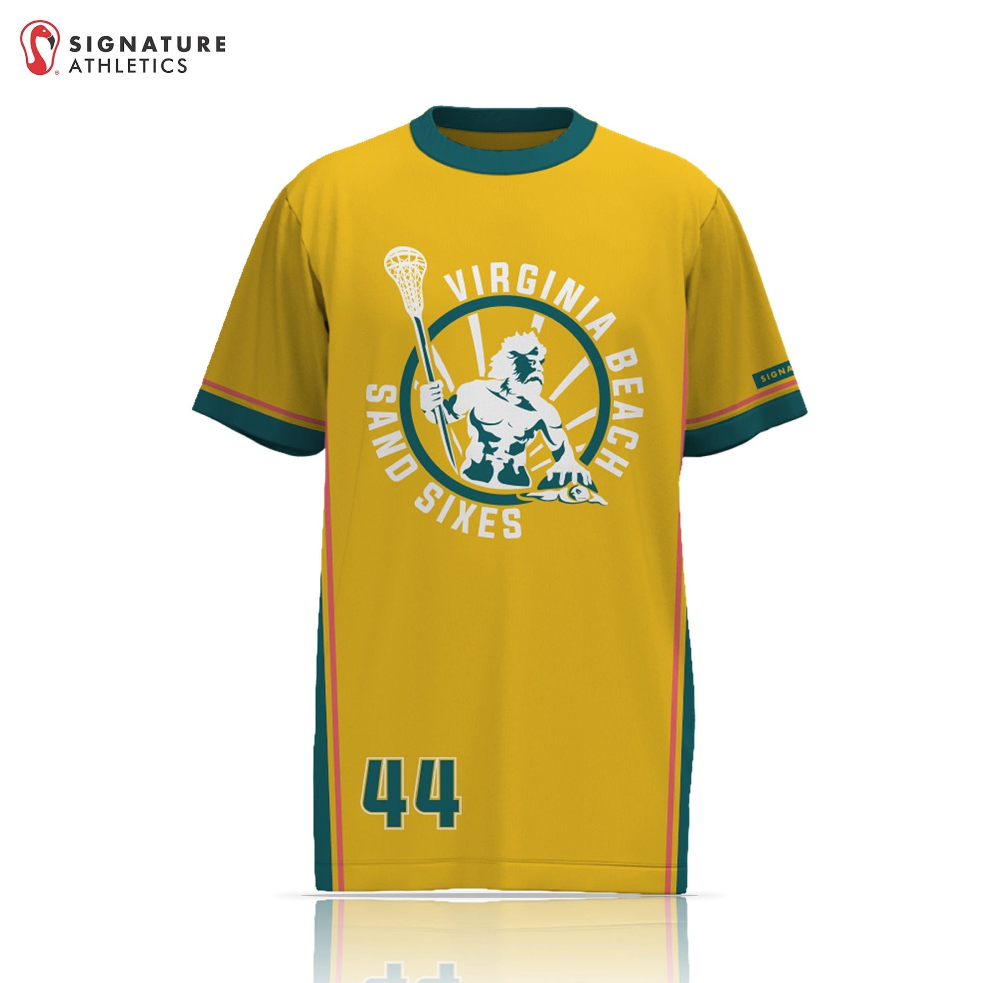 Tidewater Predators Men's Yellow Short Sleeve Tech Tee: Virginia Beach Sand Sixes Signature Lacrosse