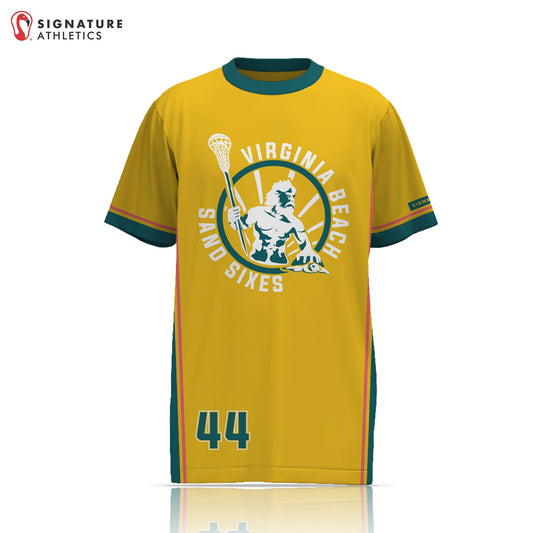 Tidewater Predators Men's Yellow Short Sleeve Tech Tee: Virginia Beach Sand Sixes Signature Lacrosse