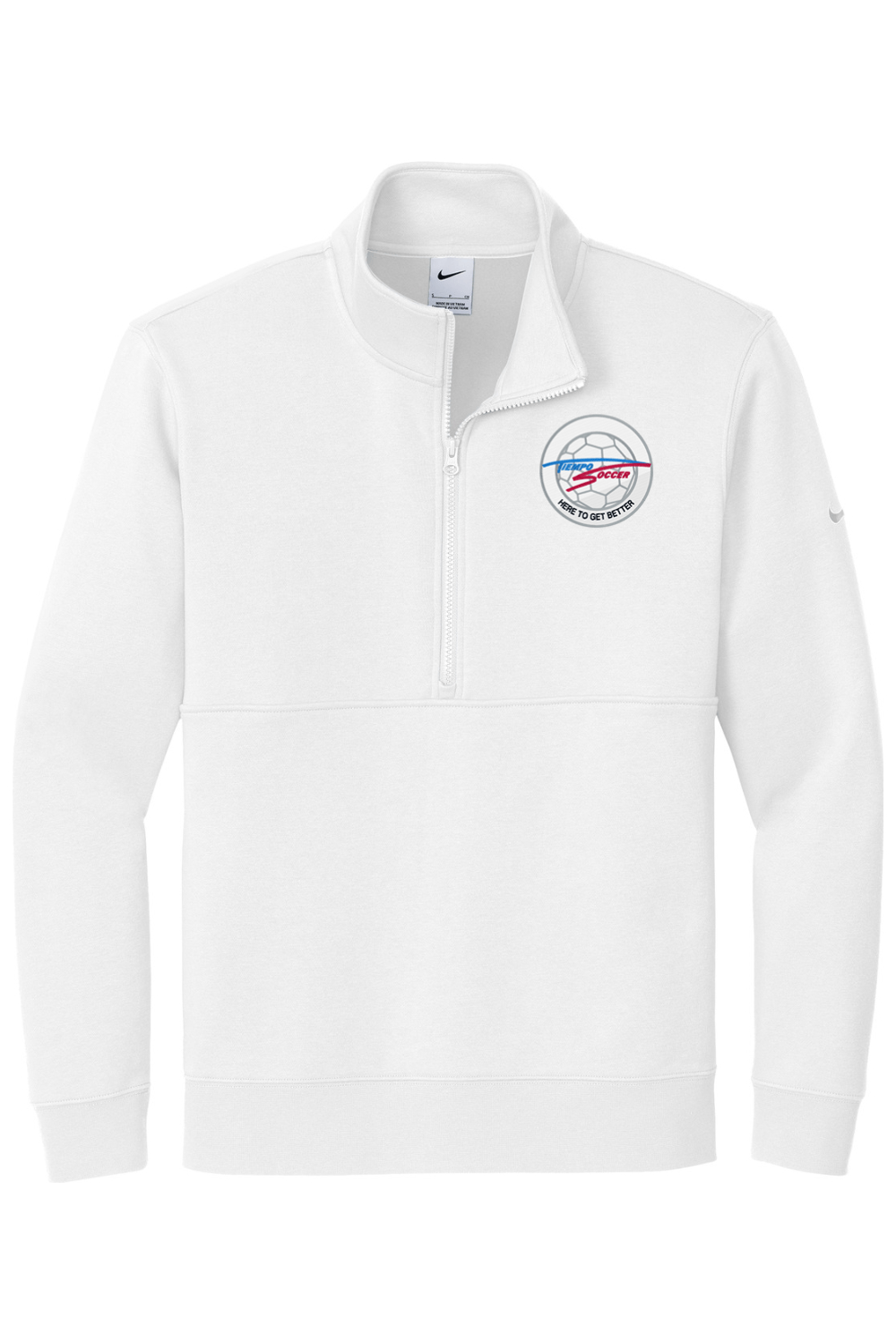Tiempo Soccer Embroidered Nike Club Fleece Sleeve Swoosh 1/2-Zip Signature Lacrosse