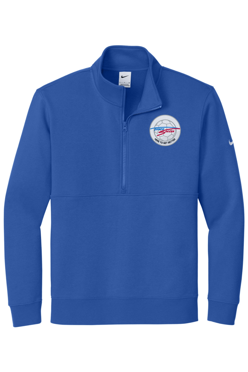 Tiempo Soccer Embroidered Nike Club Fleece Sleeve Swoosh 1/2-Zip Signature Lacrosse