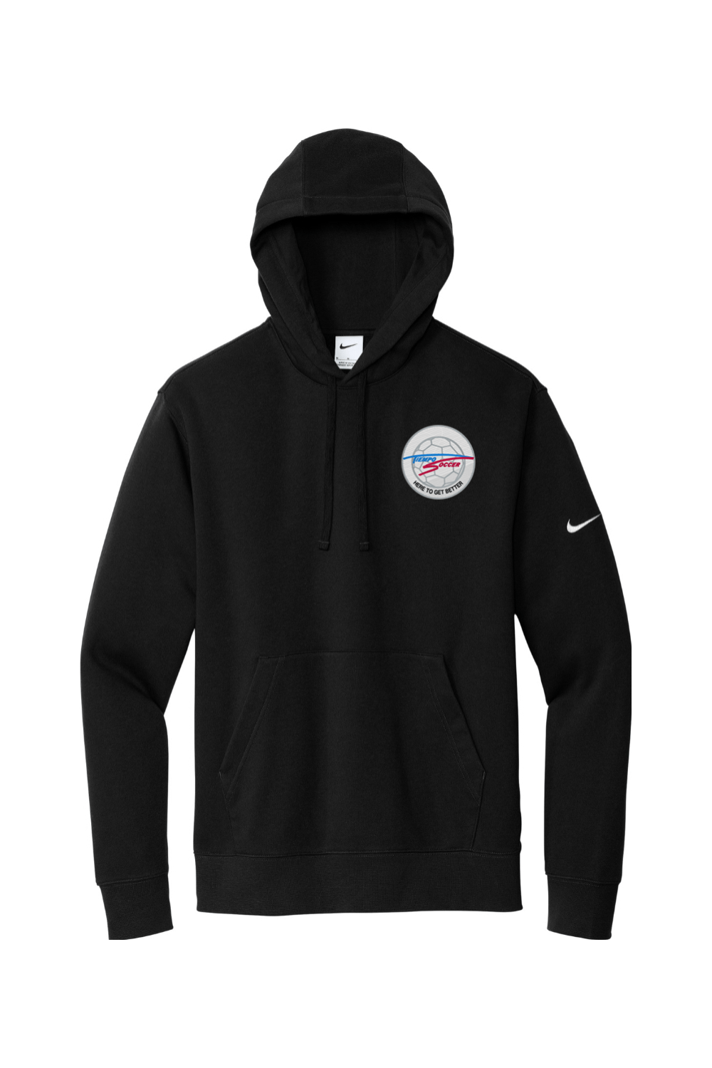 Tiempo Soccer Embroidered Nike Club Fleece Sleeve Swoosh Pullover Hoodie Signature Lacrosse