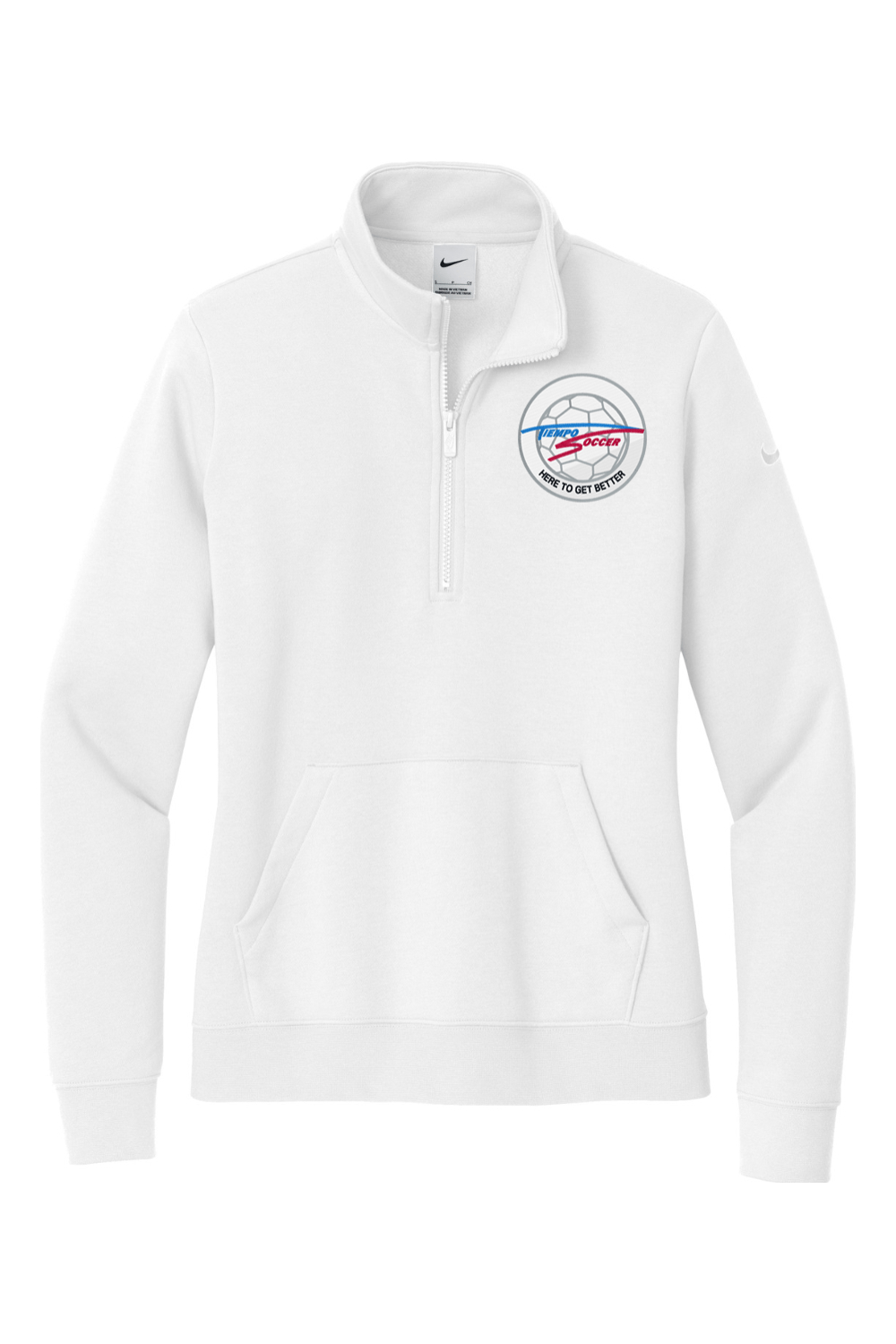 Tiempo Soccer Embroidered Nike Ladies Club Fleece Sleeve Swoosh 1/2-Zip Signature Lacrosse