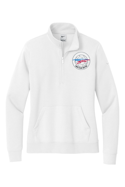 Tiempo Soccer Embroidered Nike Ladies Club Fleece Sleeve Swoosh 1/2-Zip Signature Lacrosse