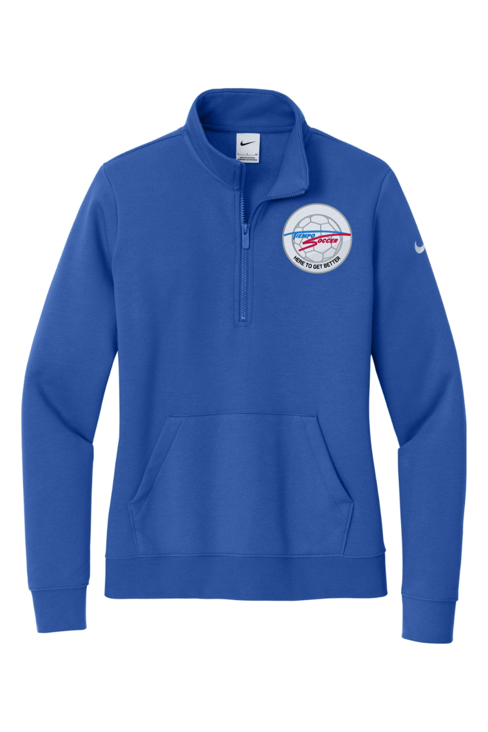 Tiempo Soccer Embroidered Nike Ladies Club Fleece Sleeve Swoosh 1/2-Zip Signature Lacrosse