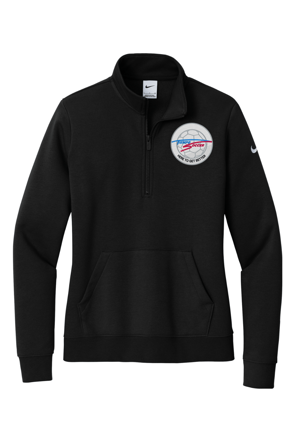 Tiempo Soccer Embroidered Nike Ladies Club Fleece Sleeve Swoosh 1/2-Zip Signature Lacrosse