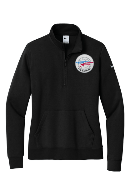 Tiempo Soccer Embroidered Nike Ladies Club Fleece Sleeve Swoosh 1/2-Zip Signature Lacrosse