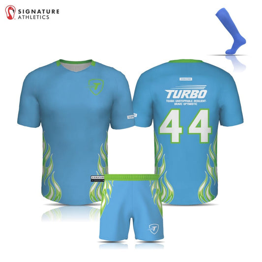 Turbo Men's 3 Piece Player Package V4 Blue Flames: Florida Sports League Signature Lacrosse