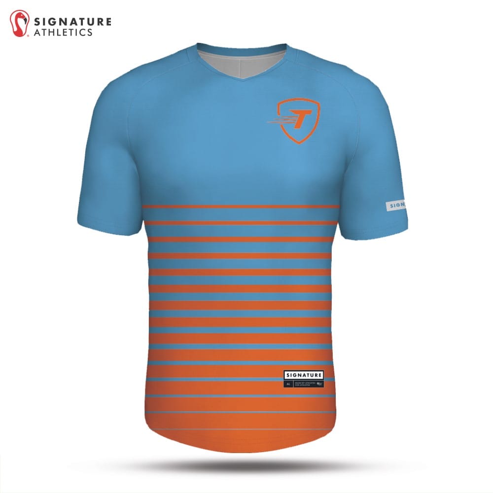 Turbo Men's Player Soccer Jersey Blue Orange Stripes Signature Lacrosse