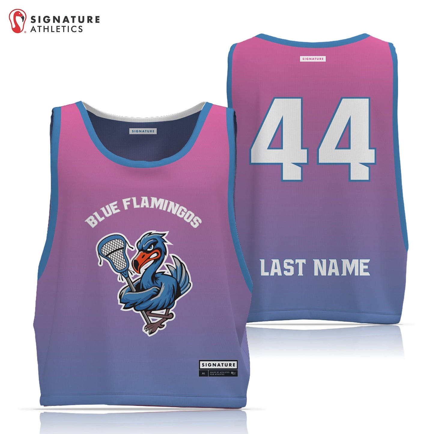 Unbroken Blue Flamingos Men's Reversible Game Pinnie Signature Lacrosse