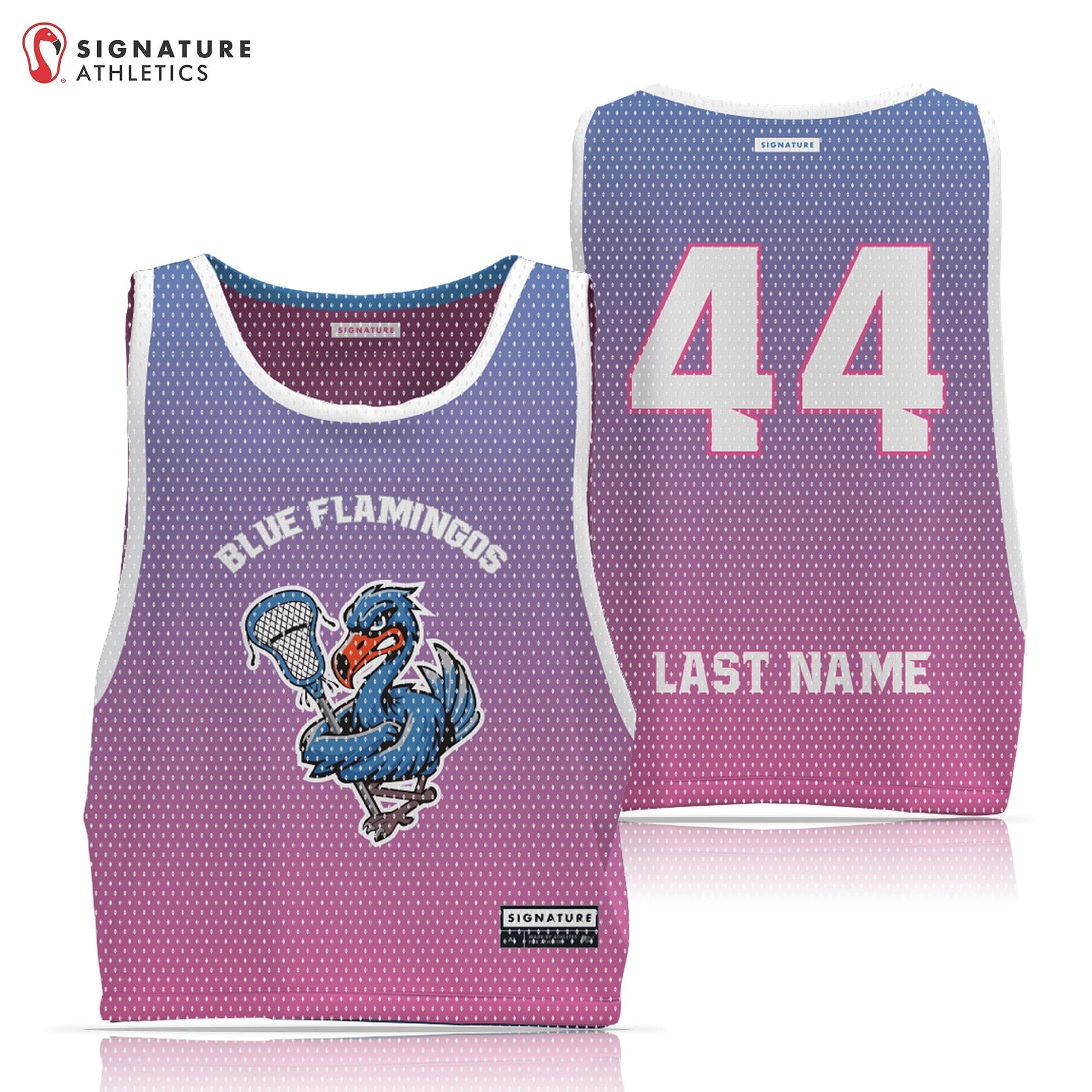 Unbroken Blue Flamingos Men's Reversible Practice Pinnie Signature Lacrosse
