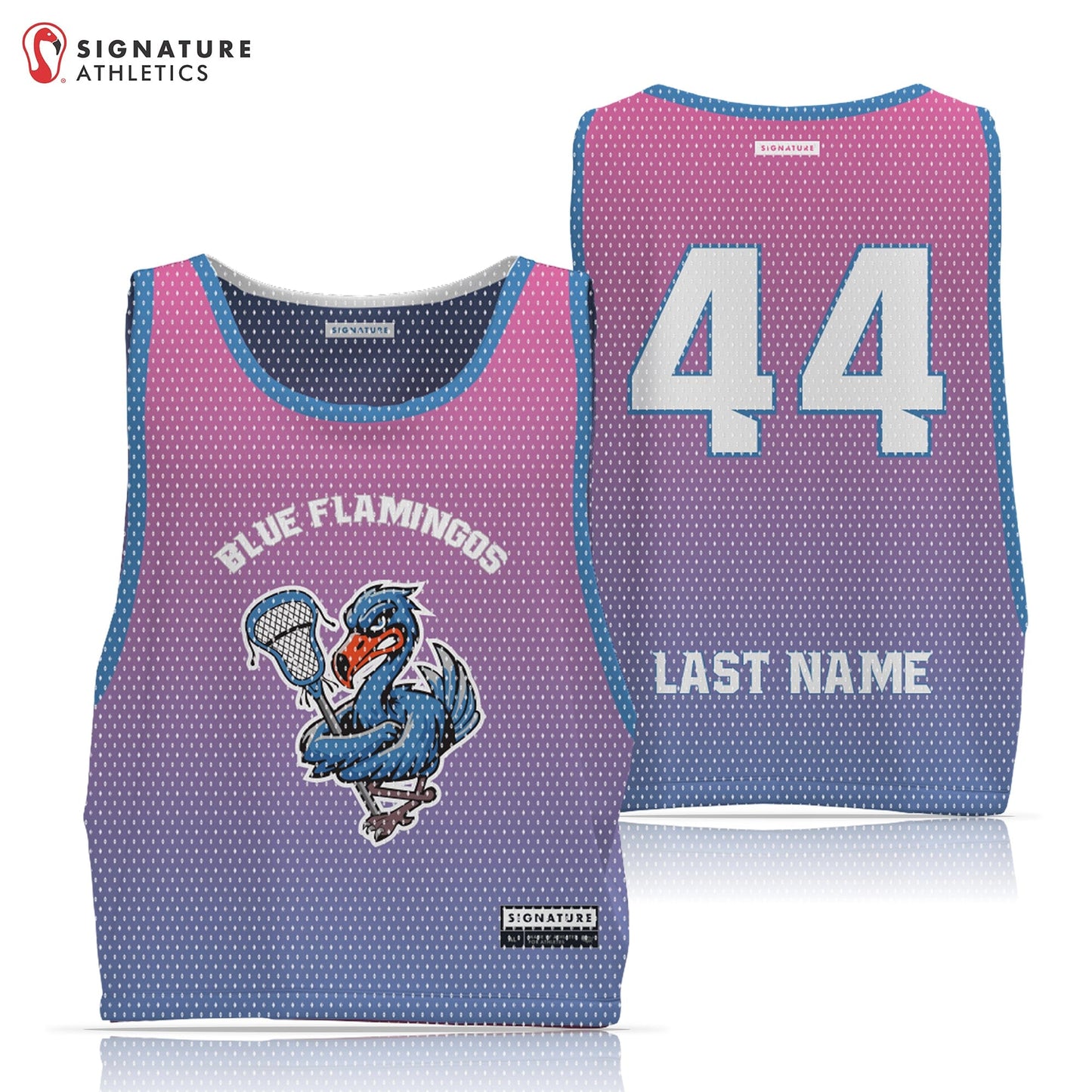 Unbroken Blue Flamingos Men's Reversible Practice Pinnie Signature Lacrosse