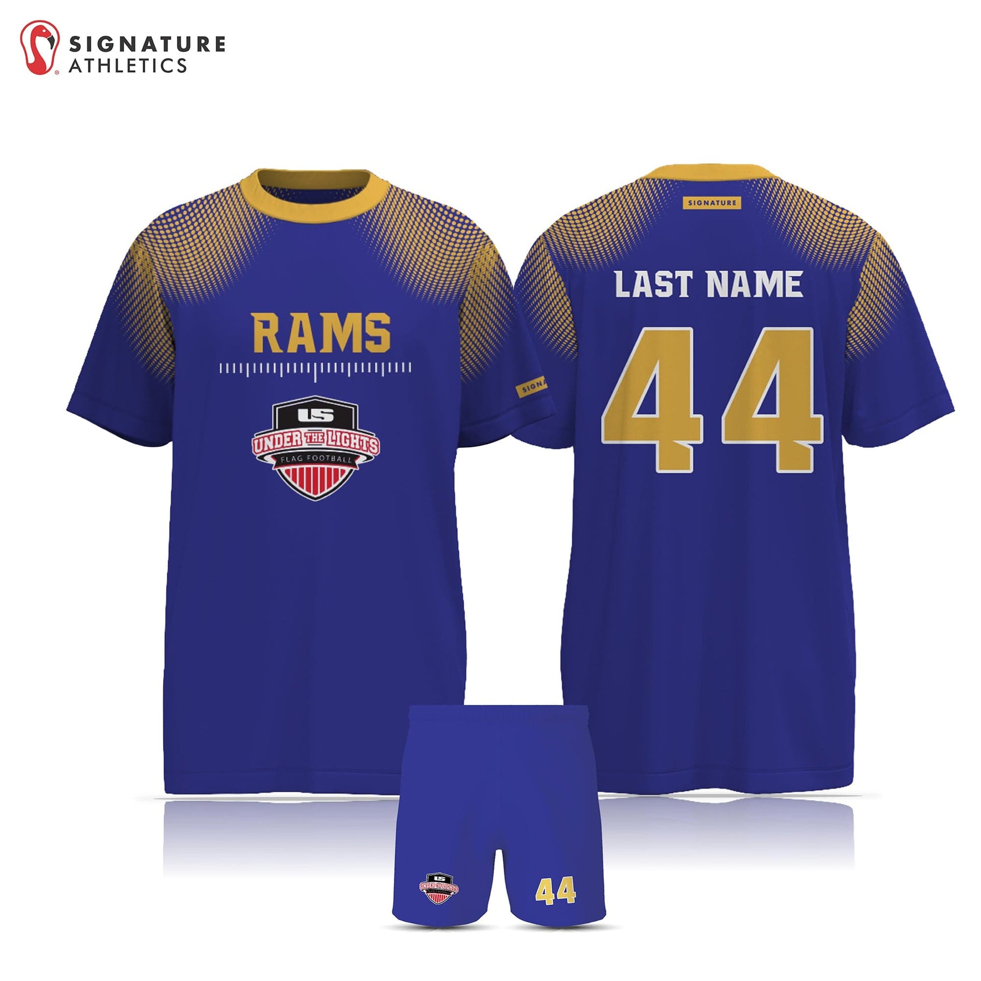 Under the Lights Flag Football Rams Men's 2 Piece Player Package: Rams Signature Lacrosse