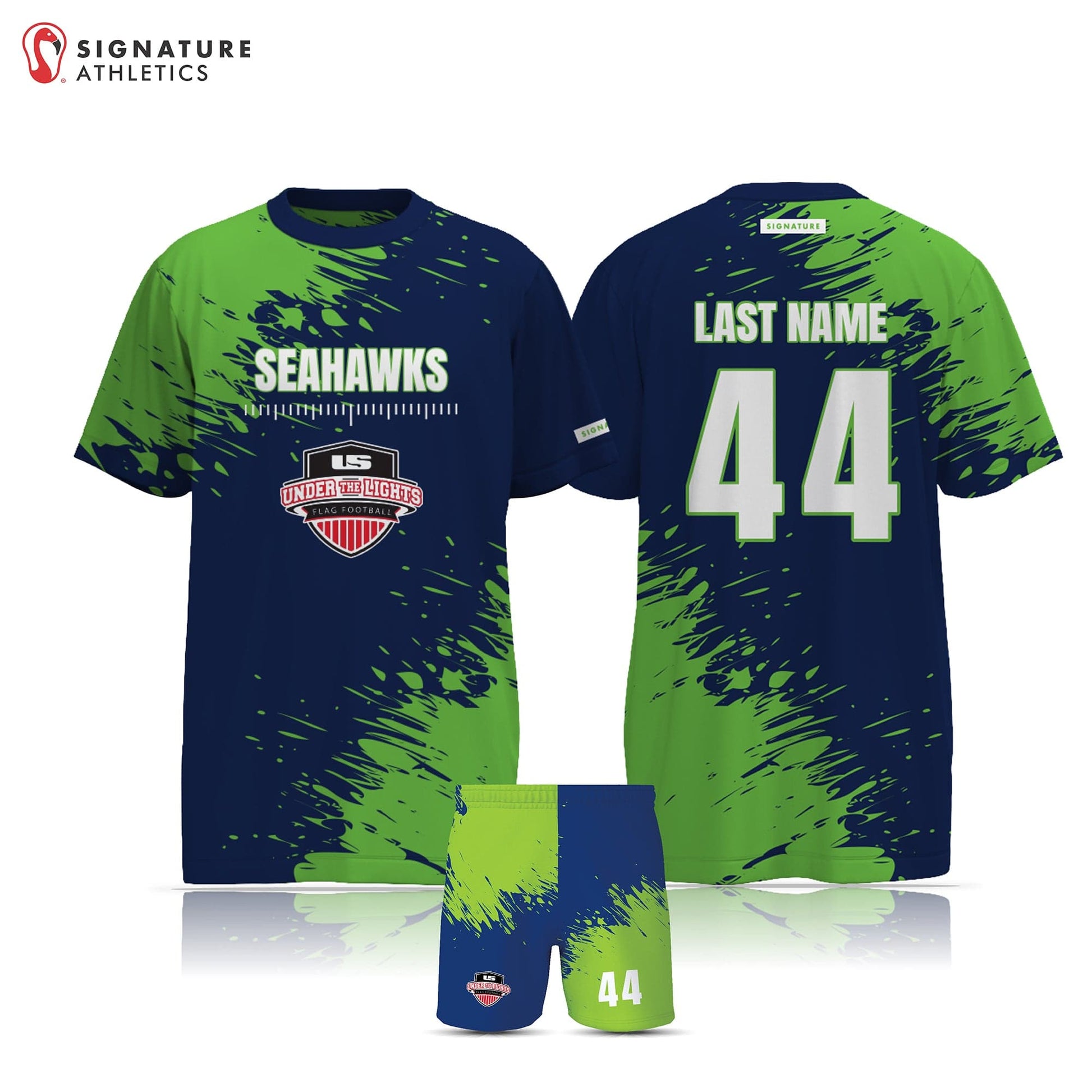 Under the Lights Flag Football Seahawks Men's 2 Piece Player Package Signature Lacrosse