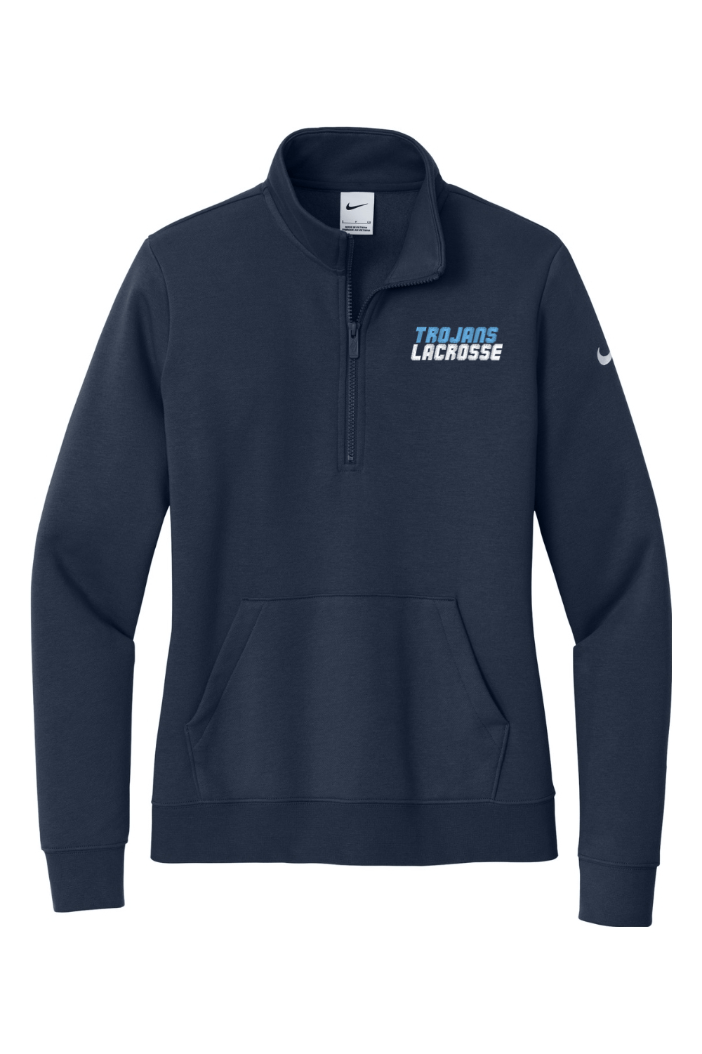 University Lacrosse Embroidered Nike Ladies Club Fleece Sleeve Swoosh 1/2-Zip Signature Lacrosse