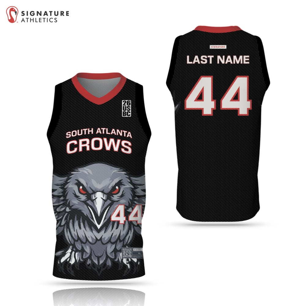 USBN South Atlanta Crows Men's Pro Black V-Neck Basketball Jersey Signature Lacrosse