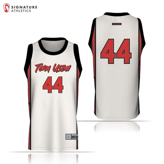 USBN Team Men's White V-Neck Basketball Jersey Signature Lacrosse