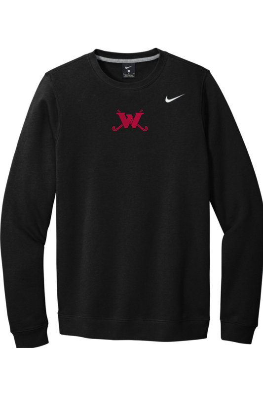 Waltham FH Embroidered Nike Club Fleece Crew Signature Lacrosse