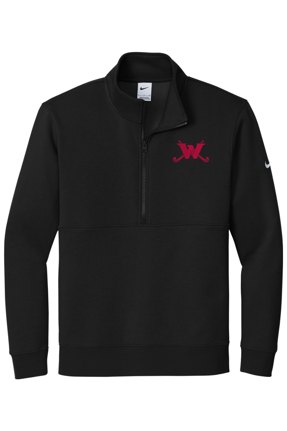 Waltham FH Embroidered Nike Club Fleece Sleeve Swoosh 1/2-Zip Signature Lacrosse
