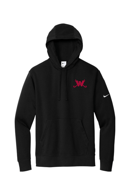Waltham FH Embroidered Nike Club Fleece Sleeve Swoosh Pullover Hoodie Signature Lacrosse