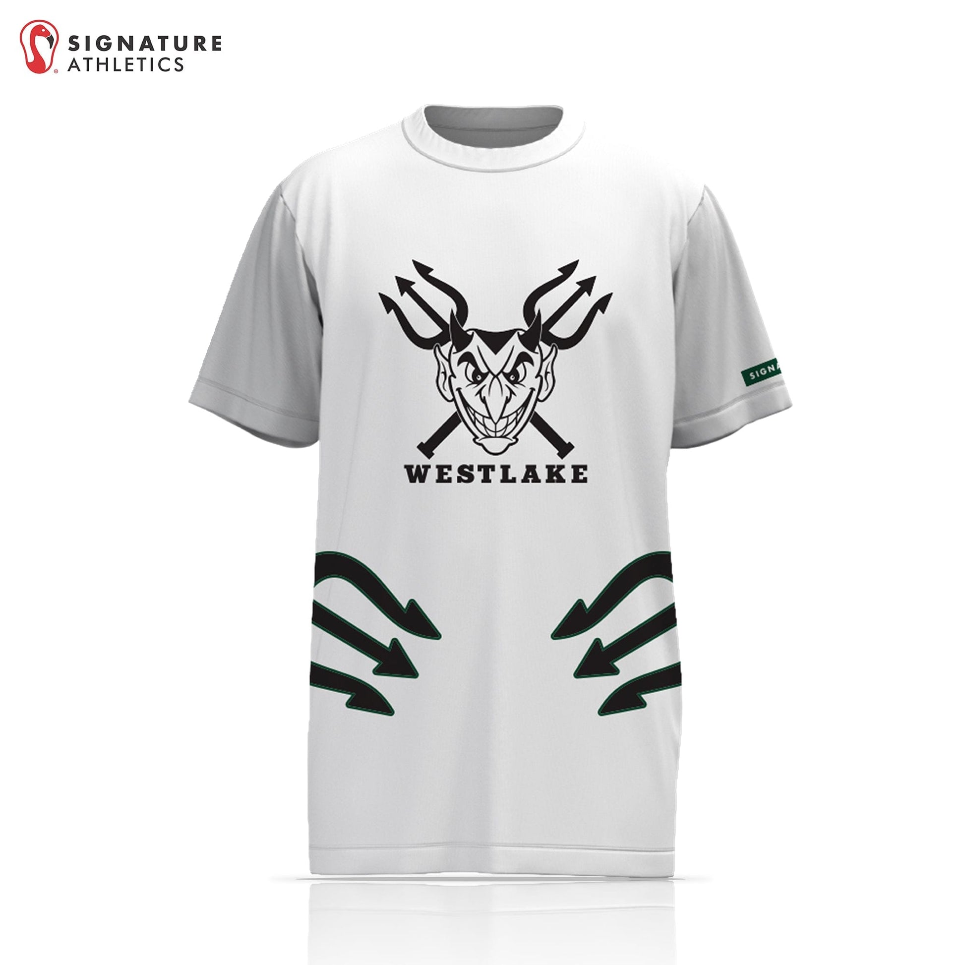 Westlake Lacrosse Men's Pitchfork White Short Sleeve Tech Tee: N/A Signature Lacrosse