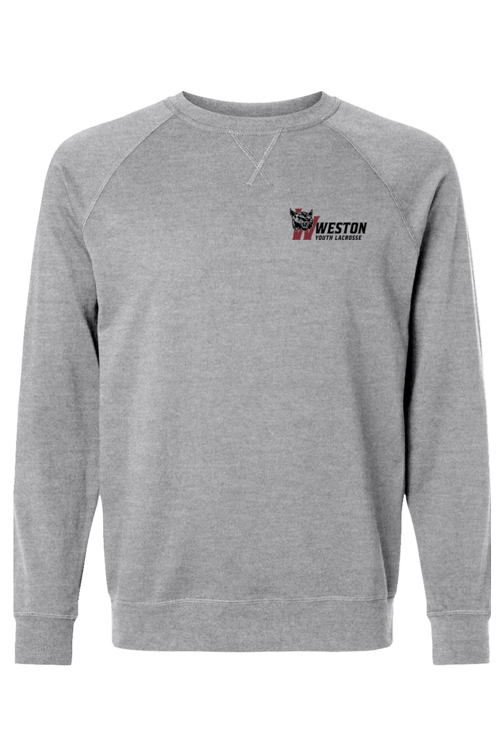 Weston Youth Lacrosse Next Level Laguna Raglan Crewneck Sweatshirt Signature Lacrosse