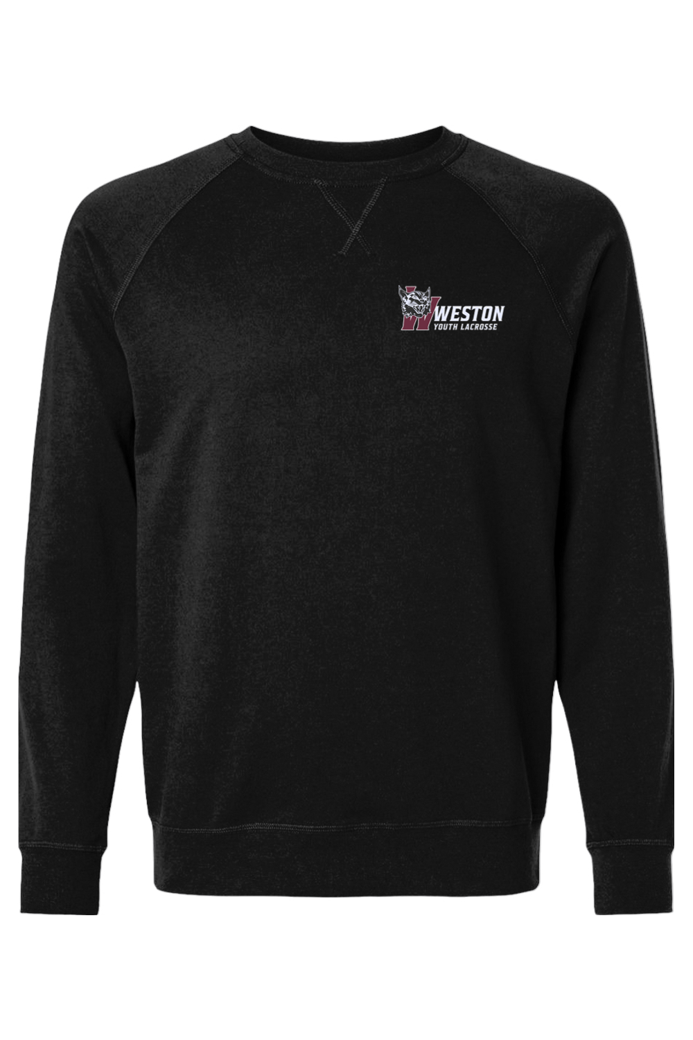 Weston Youth Lacrosse Next Level Laguna Raglan Crewneck Sweatshirt Signature Lacrosse