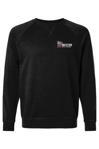 Weston Youth Lacrosse Next Level Laguna Raglan Crewneck Sweatshirt Signature Lacrosse