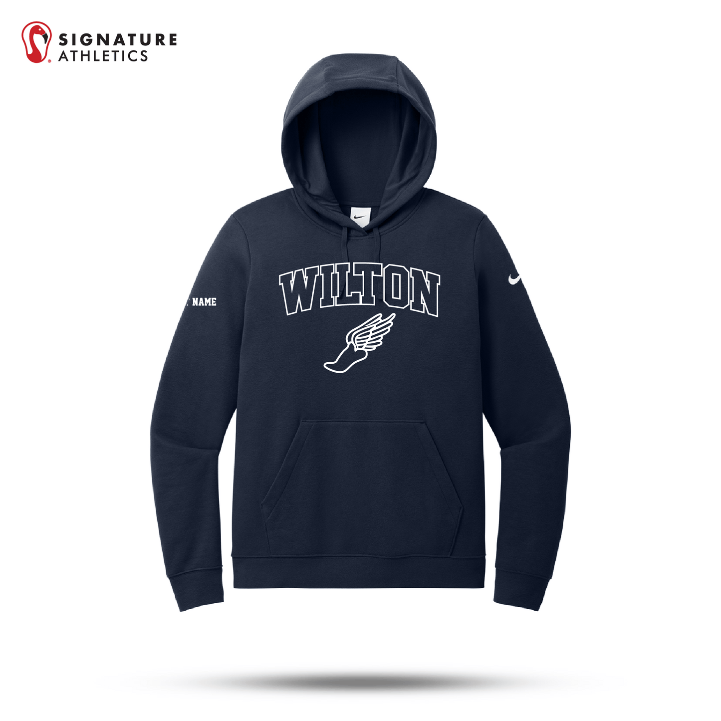 Wilton High School Nike Women's Club Fleece Sleeve Swoosh Pullover Hoodie Winged Signature Lacrosse
