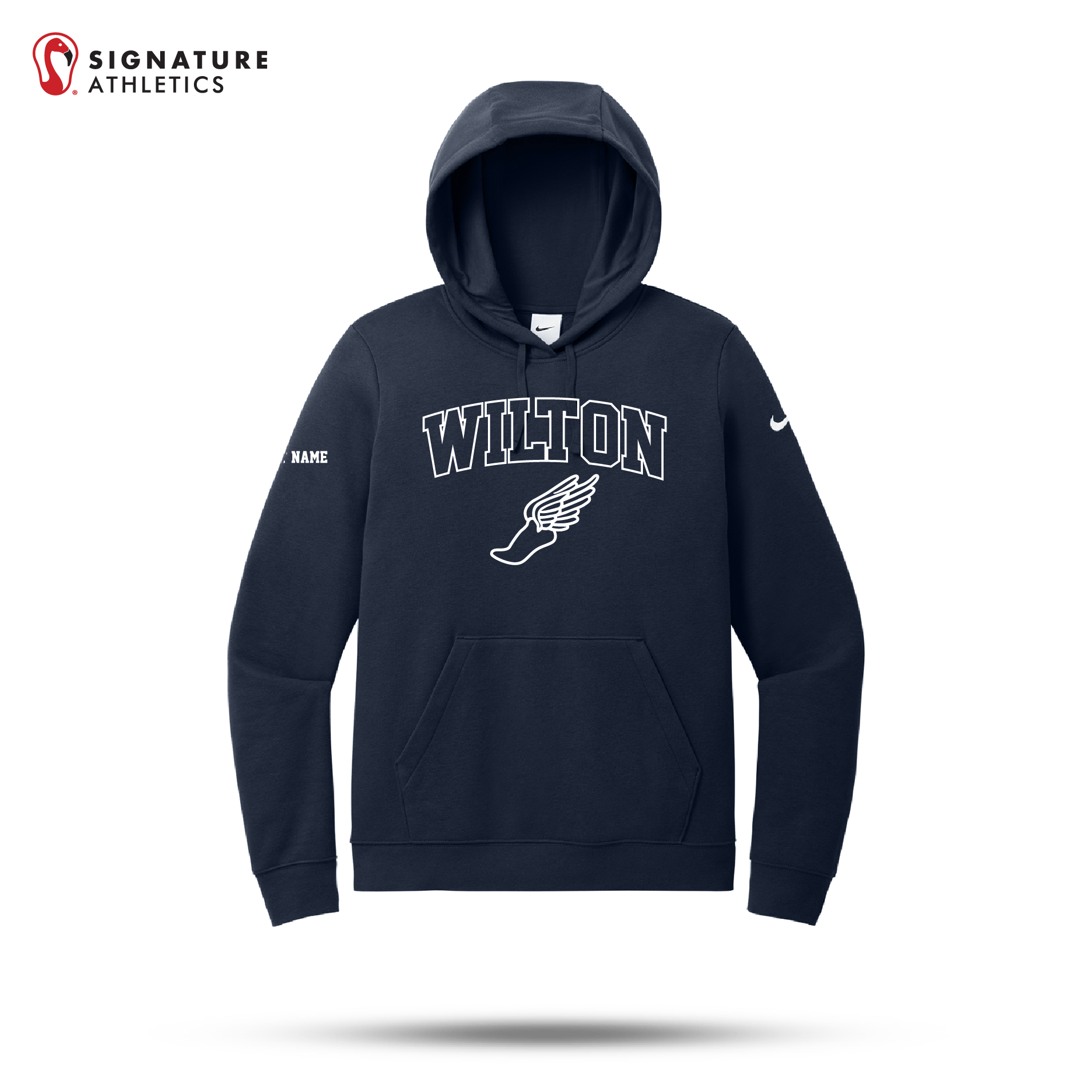 Wilton High School Nike Women's Club Fleece Sleeve Swoosh Pullover Hoodie Winged Signature Lacrosse