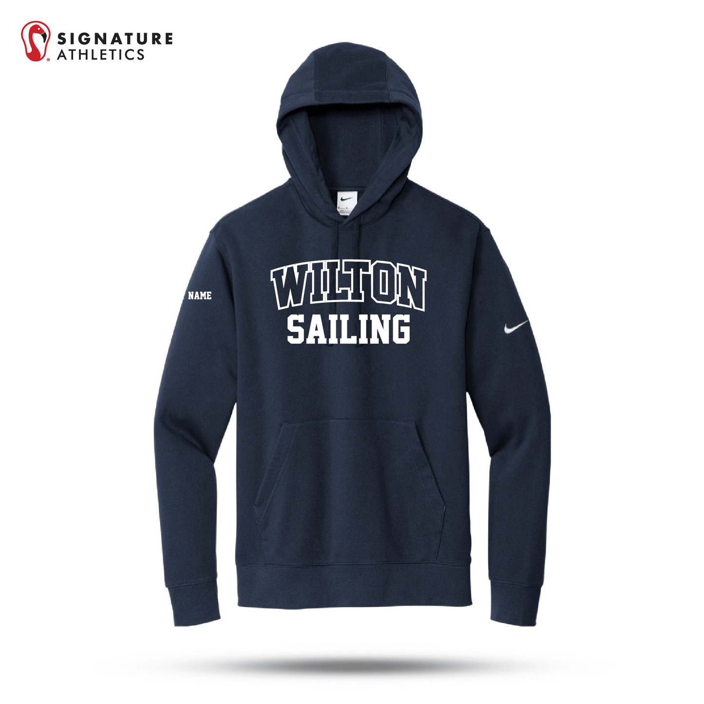 Wilton High School Women's Nike Club Fleece Sleeve Swoosh Pullover Hoodie Sailing Signature Lacrosse