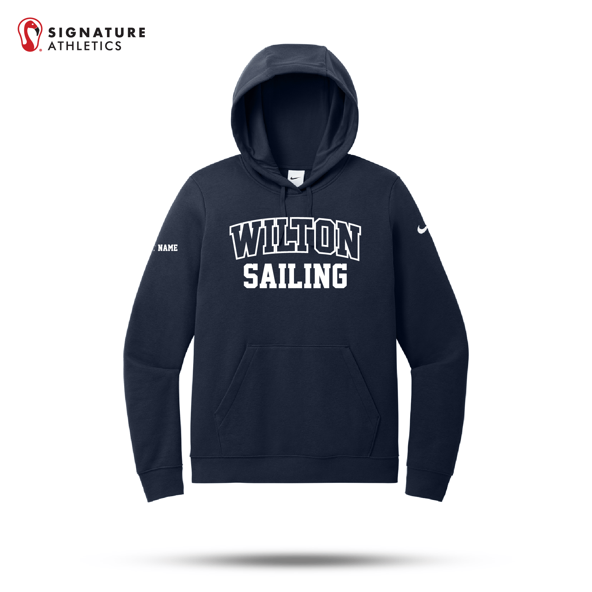 Wilton High School Women's Nike Women's Club Fleece Sleeve Swoosh Pullover Hoodie Sailing Signature Lacrosse