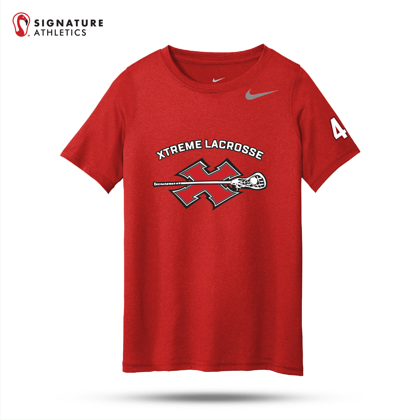 Xtreme Lacrosse  Nike Team Youth rLegend Tee Red Signature Lacrosse