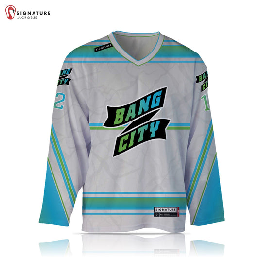 Bang City Lacrosse Men's Player Box Jersey Away: Bang City Signature Lacrosse