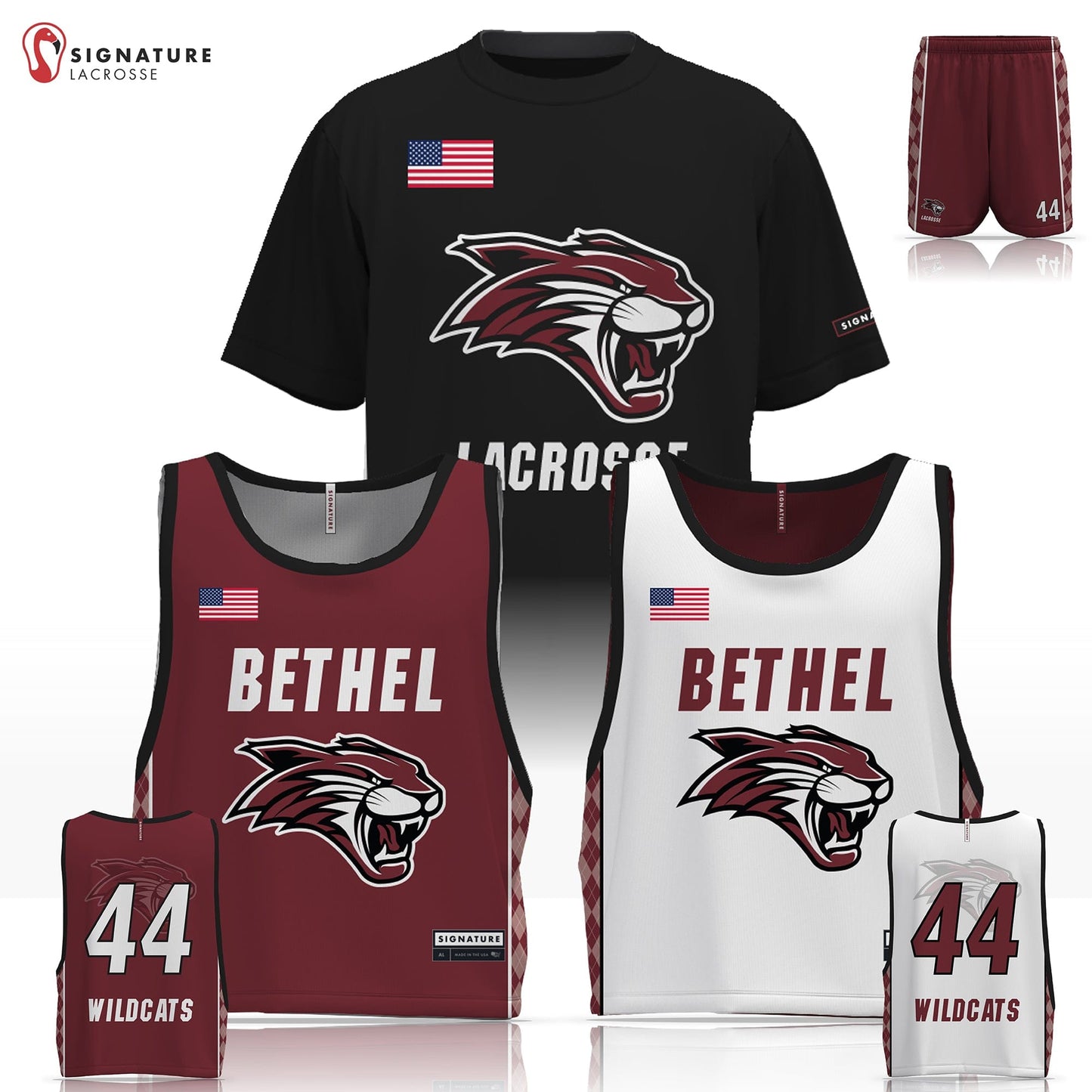 Bethel Youth Lacrosse Men's 3 Piece Game Package - Basic 2.0:Boys Bantam Signature Lacrosse