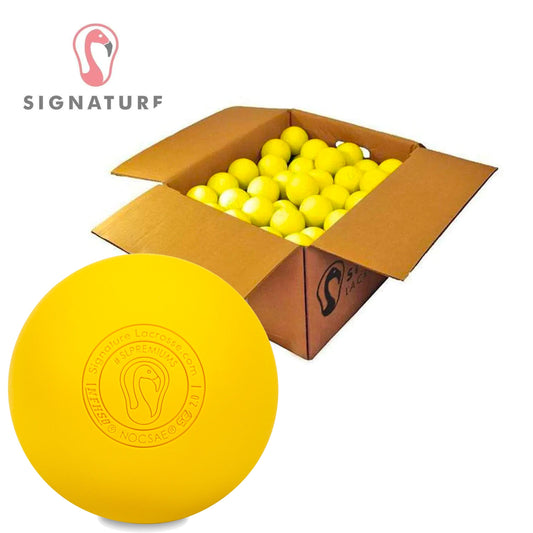 Case of 100 Signature Premium Lacrosse Balls | SEI Certified Signature Lacrosse Ball Meets NOCSAE ®  Standards | Yellow Signature Lacrosse