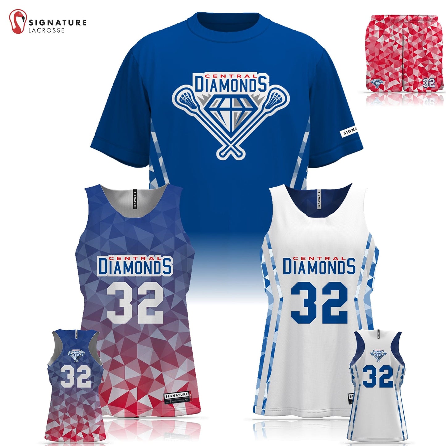 Central Diamonds Women's 3 Piece Pro Game Package: Central Diamonds Signature Lacrosse