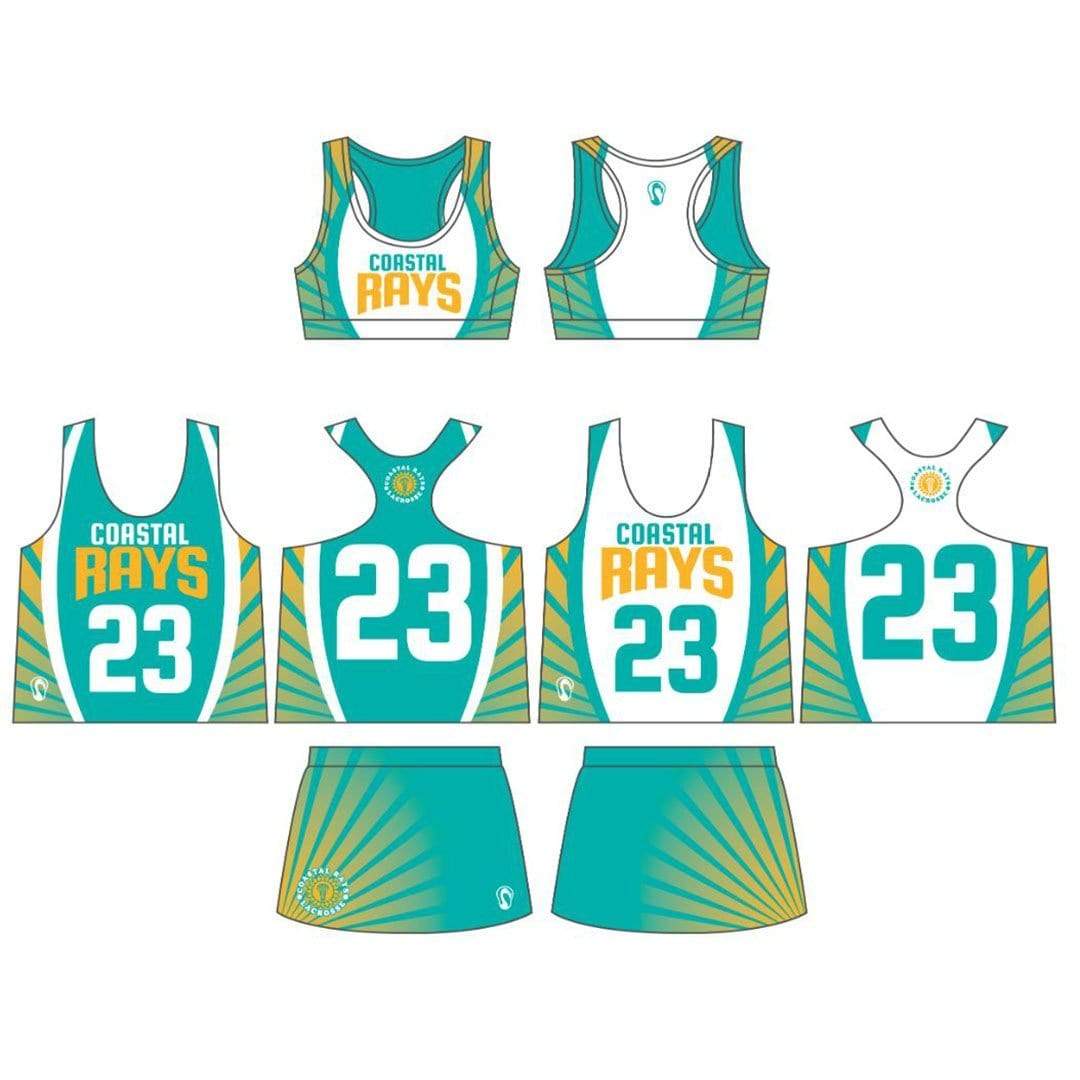 Coastal Rays Lacrosse Women's Performance 3 Piece Game Package - Basic Skirt:Middle School Signature Lacrosse