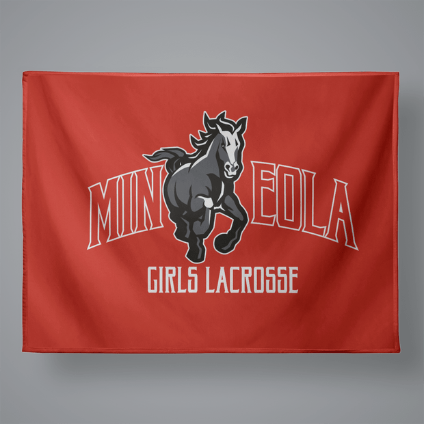 Mineola Girls Lacrosse Large Plush Throw Blanket Signature Lacrosse