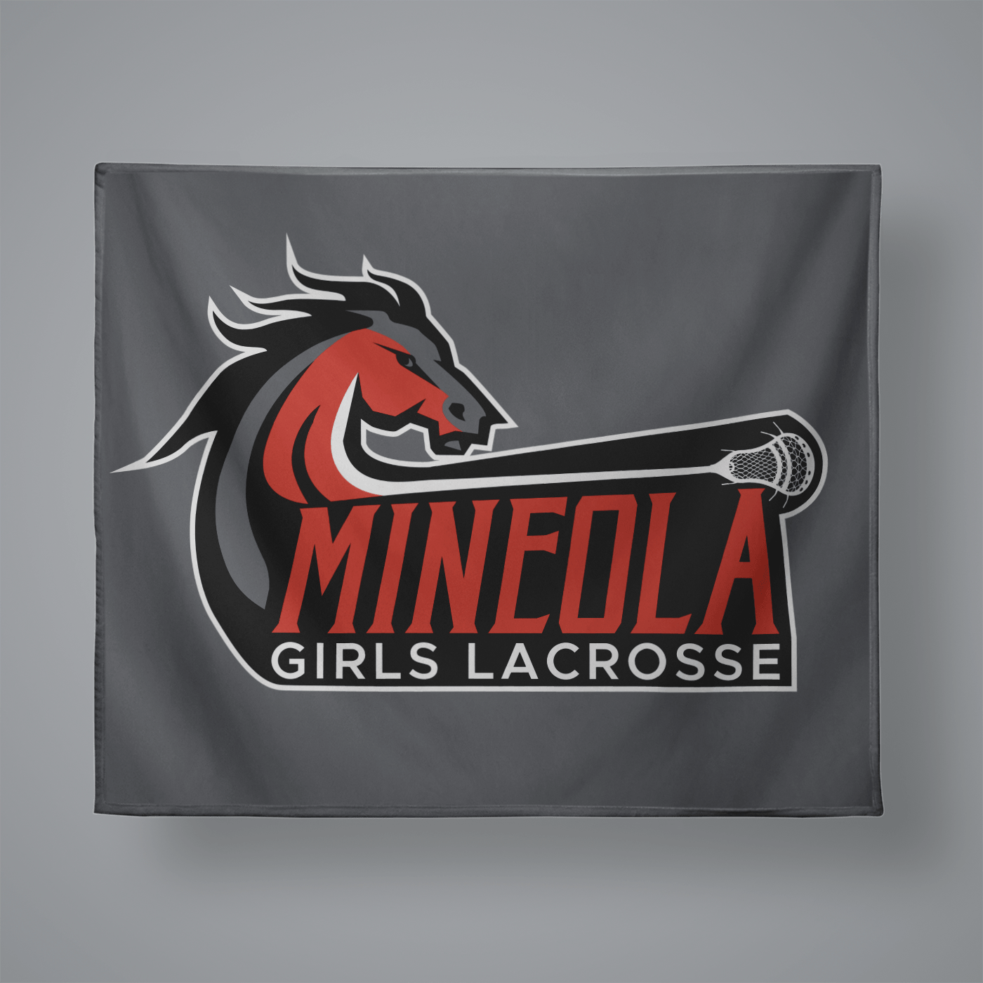 Mineola Girls Lacrosse Small Plush Throw Blanket Signature Lacrosse