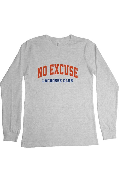 No-Excuse Lacrosse Adult Cotton Long Sleeve T-Shirt Signature Lacrosse