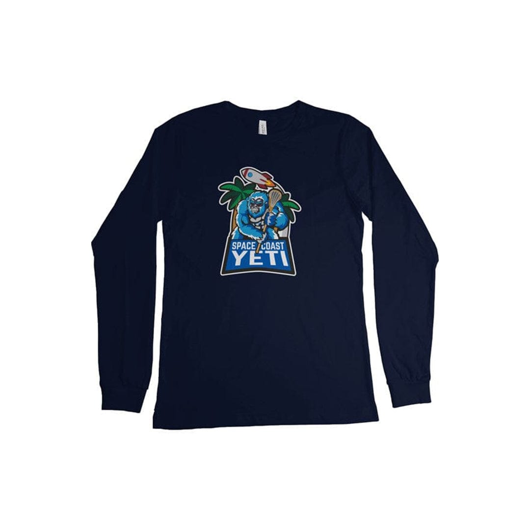 Space Coast Yeti Lacrosse Adult Cotton Long Sleeve T-Shirt Signature Lacrosse