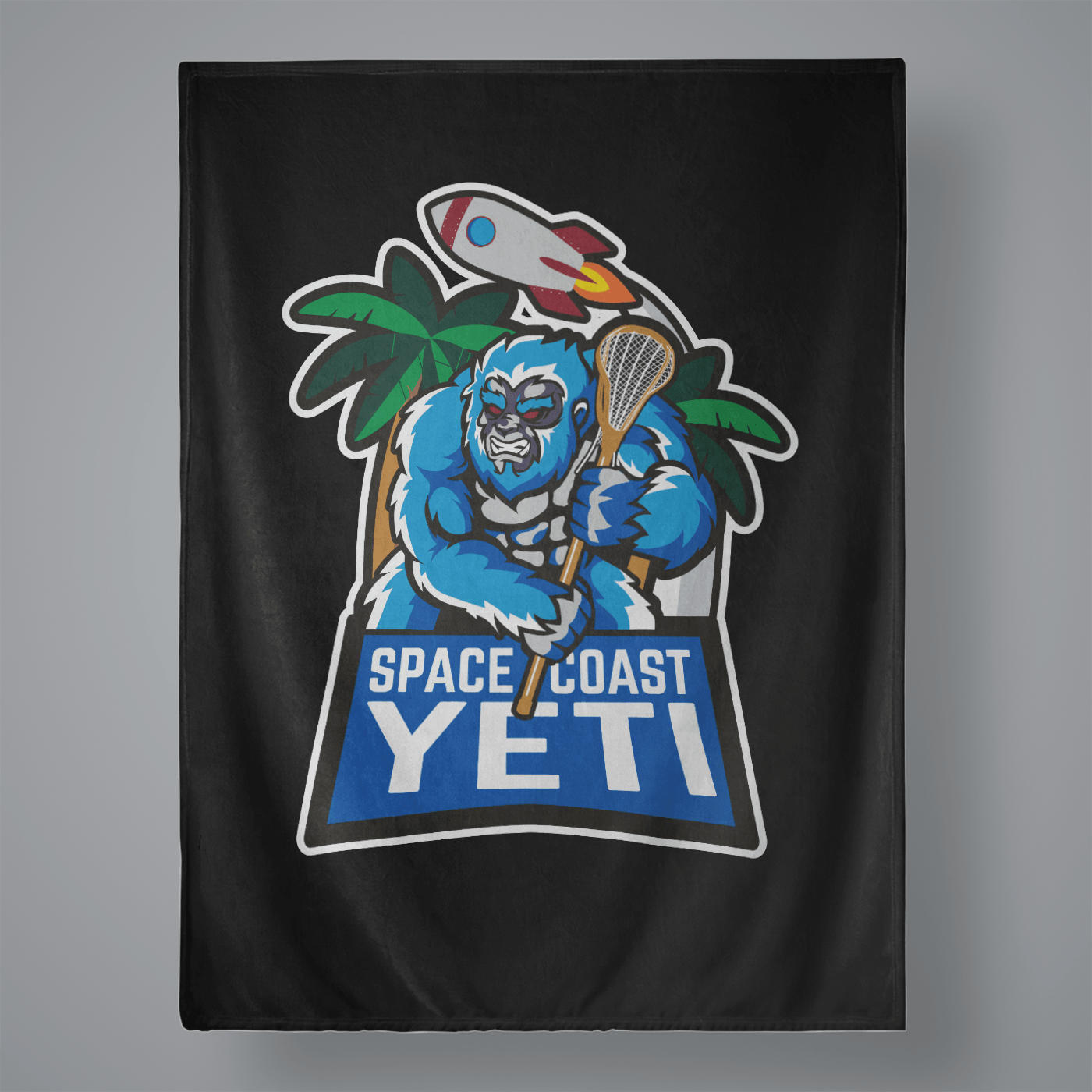Space Coast Yeti Lacrosse Large Plush Throw Blanket Signature Lacrosse
