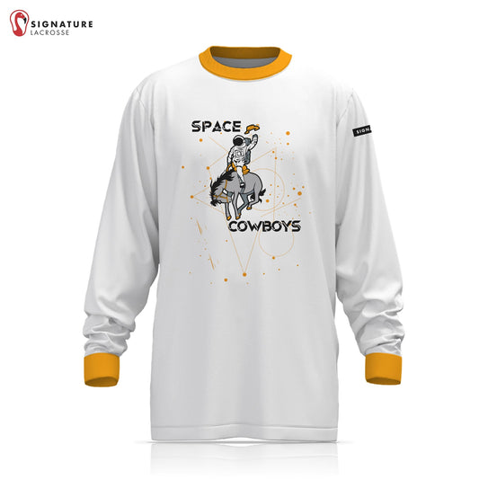 Space Cowboys Lacrosse Men's Pro White Long Sleeve Shooting Shirt: Middle School Signature Lacrosse
