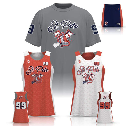 St Petersburg Lacrosse Club Women's 3 Piece Game Package - Basic 2.0 - S/S Shooter Shirt:U8 Girls Signature Lacrosse